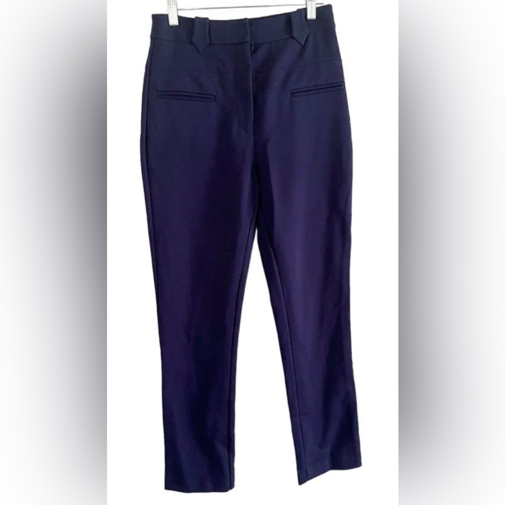NWOT Derek Lam 10 Crosby High Waisted Navy Blue Straight Leg Trouser Pants Sz 4